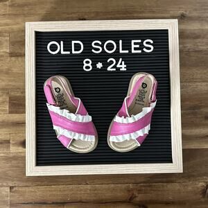 Old Soles Queen Ruffled Sandals Fuchsia Pink Snow White Leather Slingbacks 8